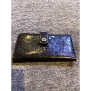 Danier Black Leather Wallet Red Interior